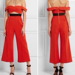 Self-Portrait Red Off-Shoulder Jumpsuit